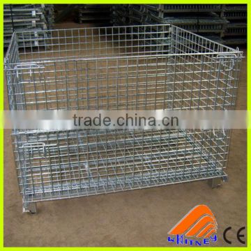 Warehouse storage stackable metal wire mesh container for small parts storage