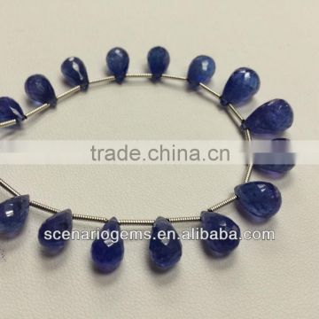 Natural Multi Shape Tear Drop Oval Roundel Faceted Loose Beads Tanzanite
