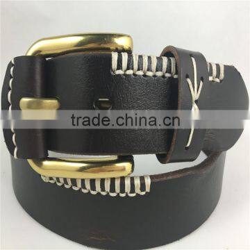 Brass hore shoe buckle genuine leather western united states cowboy style belt