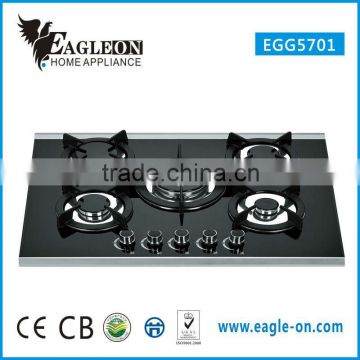 EGG5701 70cm temper glass built-in gas stove/ gas hobs / gas cooktop/ 5 Sabaf burners