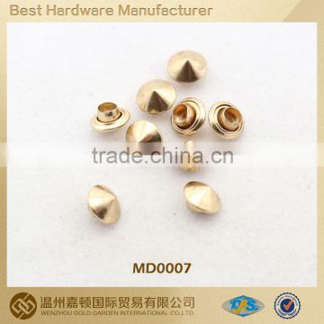 Metal Gold color rivet for apparel bag shoe, various Fashion designs customized