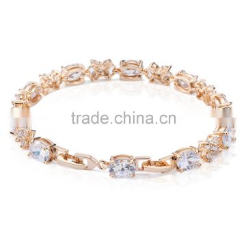 18k gold plated pave with clear crystal bracelet, high quality women bracelet for wedding party