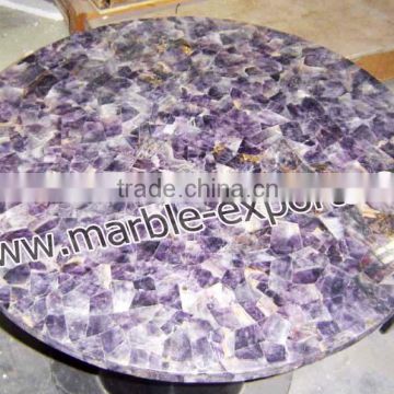 amethyst overlay table top, semi precious stone table top