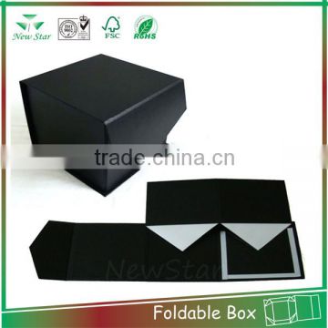 luxury black paper collapsible box,collapsible gift box supplier
