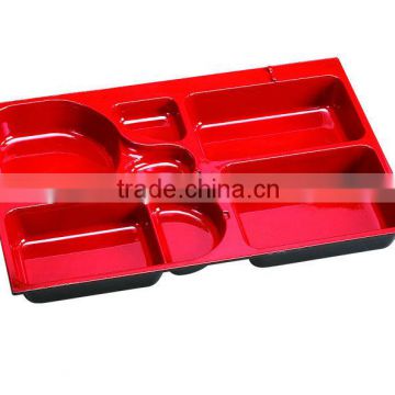 rectangle 7-compartment fast food tray plastic bento box plastic tray