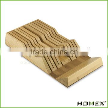 Bamboo knife holder knife tray for 10-15 knives Homex BSCI/Factory