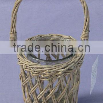 mini woven wicker candle holders with handle