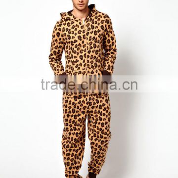 adult onesie pajama With Leopard Print