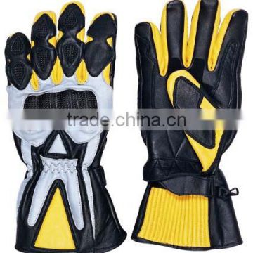 Yellow and Black leather motorcycle gloves