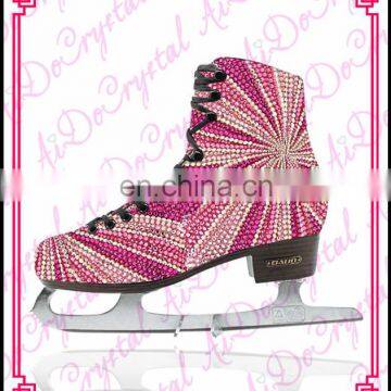 Aidocrystal 2016 popular crystal covered figure ice skating shoes for ladies