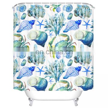 Custom Ocean Sea Star Patterns Mouldproof Shower Curtain Liner with Magnets