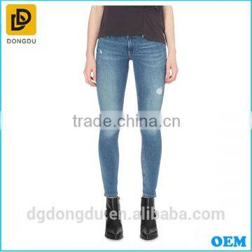 2016 High quality stretch skinny denim pants blue skinny low-rise jeans for lady