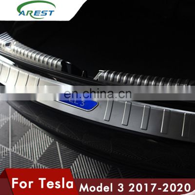 Carest Model3 Car Rear Boot Trunk Bumper Protector For Tesla Model 3 Trunk Accessories Guard Sill Inner Outer Cover Carbon Fibre