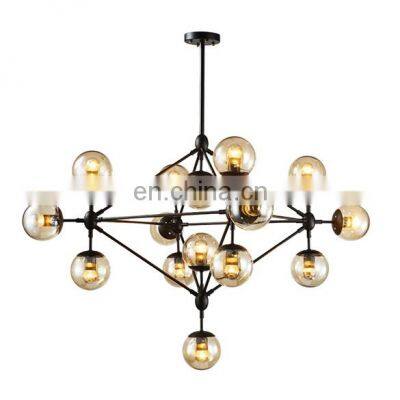 Contemporary decoration home glass iron modern led chandelier pendant light