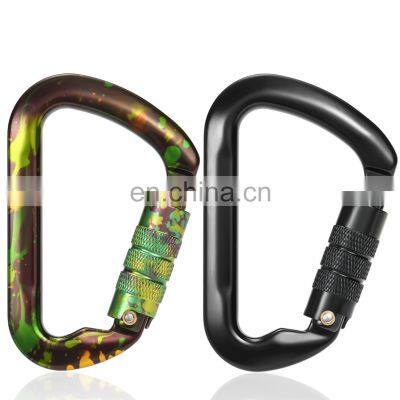 JRSGS Wholesale 30KN Outdoor Carabiner Customized Logo and Color D Shape Climbing Snap Hook Aluminum 7112TN Carabiner Hooks