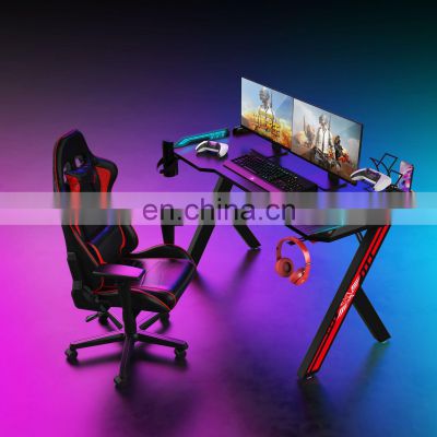 Professional Gaming Adjustable Game Club Office Table RGB Led Lights Gaming Desk