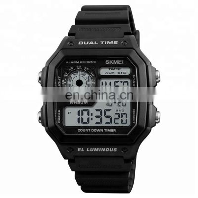 OEM custom logo wholesale square dial watch brand Skmei 1299 digital sport 5atm waterproof relogio masculino