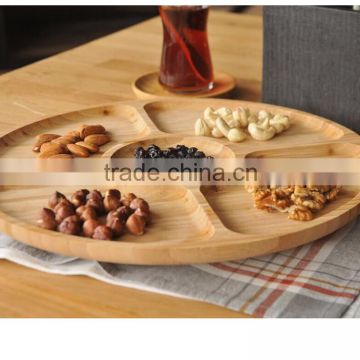 Bamboo Hotel Round Dessert Serving Tray with 5-divisions