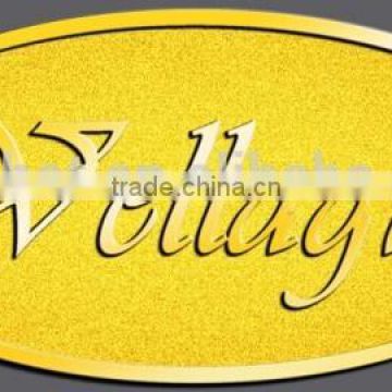 zinc alloy gold plated color word projected name plate trademark label sticker sheet for furniture