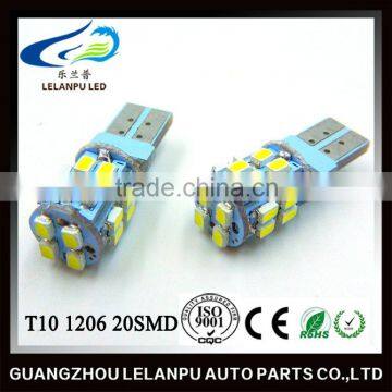 New Product High Quality auto Lamp Super Bright LED T10 1206 20SMD pcb car led light