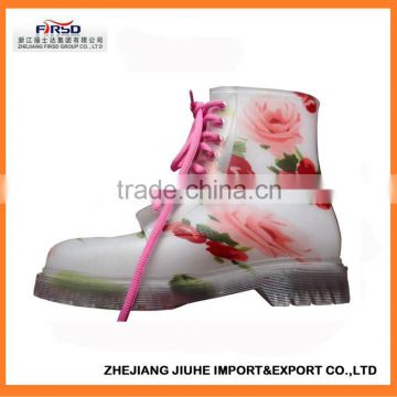 2014 Fashion clear PVC rain boots for women