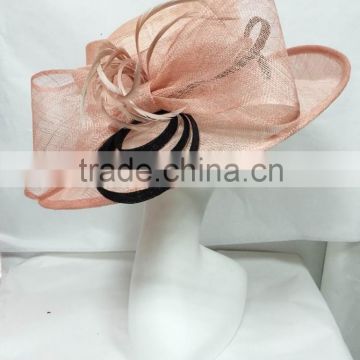 Sinamay/Church/Derby/Kentucky/Wedding hat-Pink/black