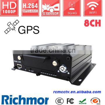 GPS tracker 1080P Dual DVR with Support 2 USB interfaces 8ch Cameras