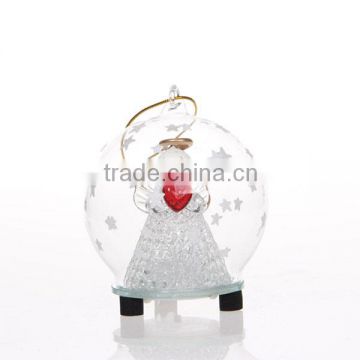 glass angel in clear glass ball with loop