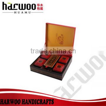 High-end fabric tea box with gold lining