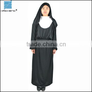 Halloween black nun cosplay costume for adult