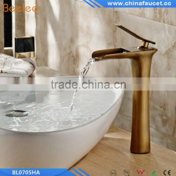 Antique Brass Finish Single Handle Single Hole Bathroom Waterfall Basin Mixer Vessel Faucet Tap                        
                                                Quality Choice