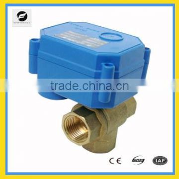 3 way brass motorizd valve for hot water control 15mm 20mm DC12V T flow