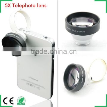 Universal Clip 5x Telephoto Telescope Mobile Phone Lens for iphone 4 5S Samsung S3 Note2 Android phones