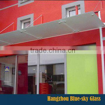 BL China factory 12mm laminated tempered frosted glass for rainshade