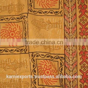 2016 New Block printed bedspread available in different colors / hot sale changxing manufacture flower print bedsheet