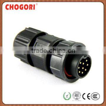 Middle 9pin waterproof connector, IP67 electronic calbe connector, Chogori connector