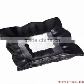 H4840-B /H5881 high quality black and white porcelain tray and sauce dinner set