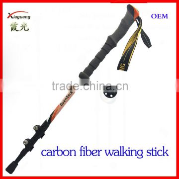 xia guang cheap three sections carbon fiber telescopic trekking pole nordic walking hiking stick
