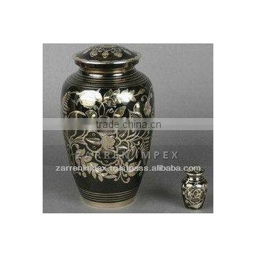 Classic Floral 10" Solid Brass Cremation Urn
