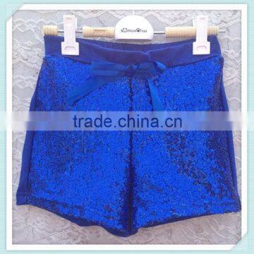 New Hot Shorts Sequin Girl Shorts Sweet Bow Front Summer Short Shorts Soft Knit Royal Blue Fashion Baby Kids Girl Short Pants