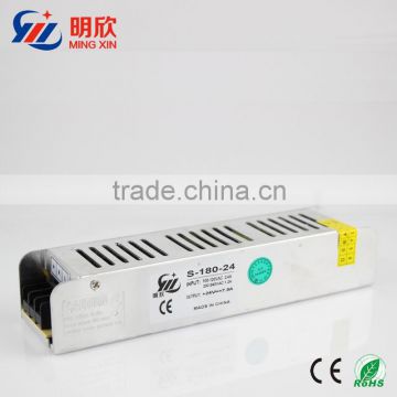 180w strip power supply , dc 24v 7.5a slim case LED switching power supply with 2 years of warranty