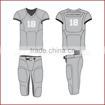 Gray American Football Uniform with Capless Sleeves and Sublimated player name labeling