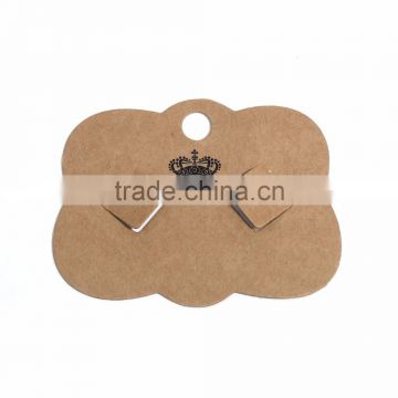 Paper Jewelry Display Card Cloud Brown Crown Pattern 8cm(3 1/8") x 6cm(2 3/8"), 1 Piece