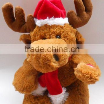 Custom christmas deer toys with santa hats