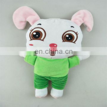 big eyes green clothes cute rabbit plush stuffed toy baby hand puppet