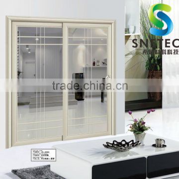 ivory wood frames tempered glass for partition sliding doors
