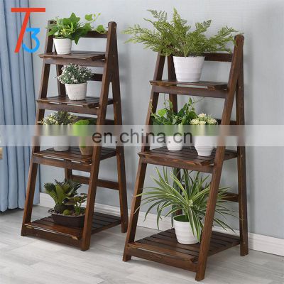 Factory customized wooden bamboo flower plant pot stand shelf