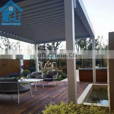 Electrical motorized folding canopy rainproof gazebo aluminum frame garden roof awning outdoor