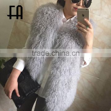 Factory wholesale real grey tibetan lamb fur vest