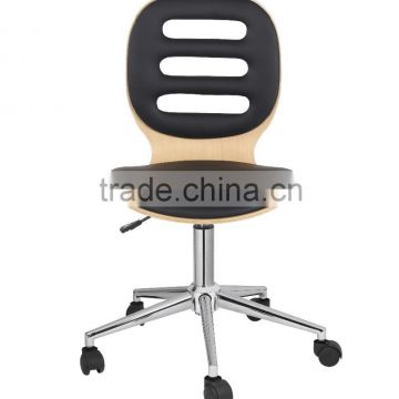 Metal leg bentwood back PU leather office chair for home office